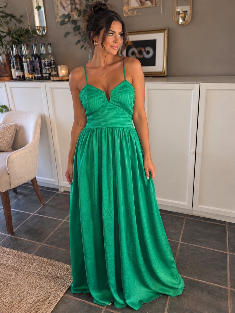 NWT Green Spaghetti Strap Maxi Dress